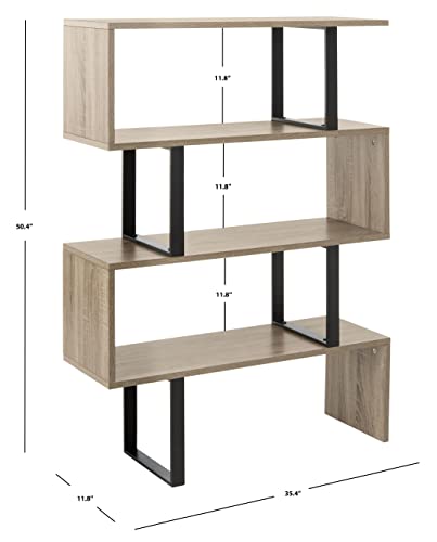 Safavieh Home Collection Louise Retro Mid Century Wood Etagere, Oak and Black