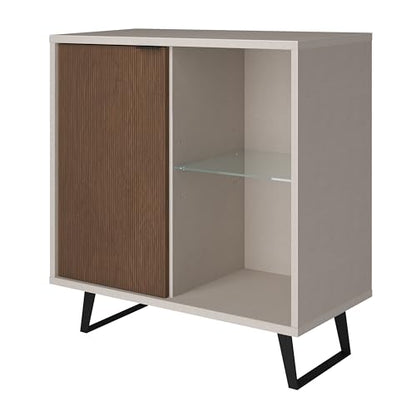 Atelier Mobili Sideboard, Storage Cabinet with Soft Close Doors, Dining Room, Hallway, Console Table, Credenza, Accent Cabinet, 36 X 36 X 18 Inches with Sturdy Metal Legs (Cotton & Wood)