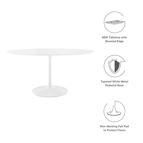 Lippa Oval Dining Table Solid Wood White Finish Modern Kitchen Room Entertaining Home Furniture Quality Stylish Elegant Durable Refined Versatile Contemporary