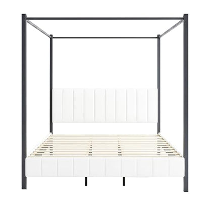 California King Size Upholstered Canopy Bed Frame, view 6
