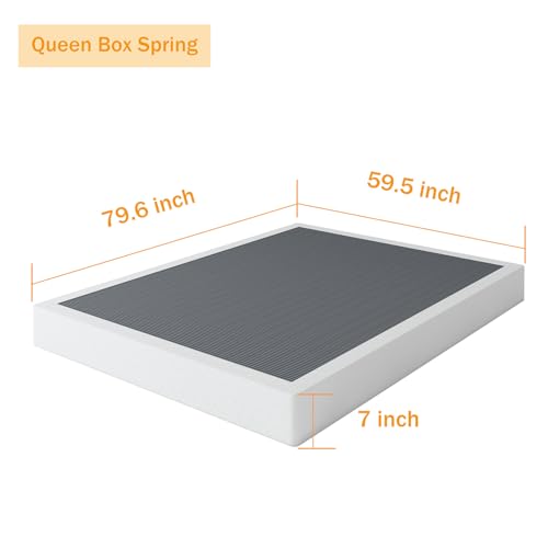 Queen Box Spring 7 Inch Metal Frame Mattress Foundation Bed Base, view 3