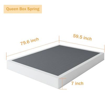 Queen Box Spring 7 Inch Metal Frame Mattress Foundation Bed Base, view 3