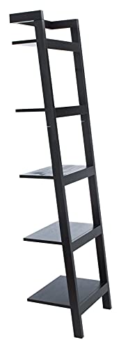 SAFAVIEH Home Collection Yassi Black 5-Tier Leaning Storage Display Shelves Living Room Bedroom Office Etagere