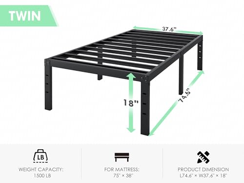 Sturdy Twin Bed Frame in White Wood, view 3
