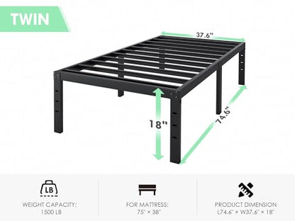 Sturdy Twin Bed Frame in White Wood, view 3