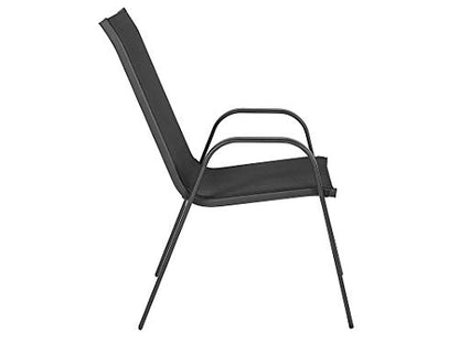 Brazos Series Outdoor Stackable Patio Chairs with Flex Comfort Material, Stacking Outdoor Modern Sling Patio Chairs, Set of 5, Black
