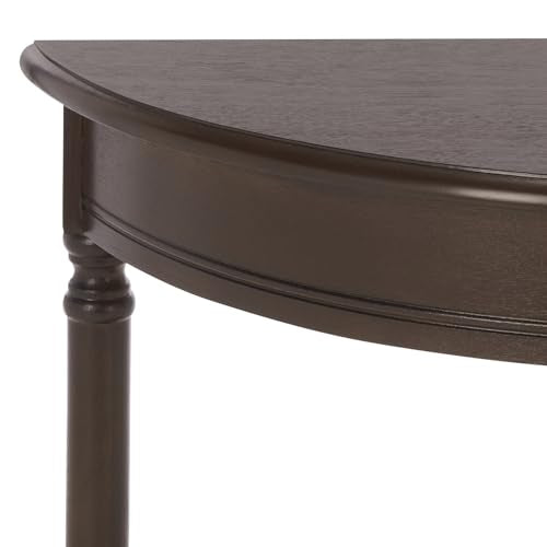 SAFAVIEH Furniture - Tinsley Half-Round Console Table - Dark Chocolate - Solid Wood - Farmhouse Demilune Design - Ideal for Entryway, Hallway, Living Room, 28" W x 11.75" D x 28" H (CNS5723D)
