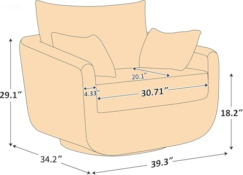 360° Swivel Accent Armchair, 39.3" Oversized, Sherpa Boucle Fabric Sofa Chair with Removable Back & Arm Pillows, Swivel Chair with Cozy Soft Padded (1, Cream White)