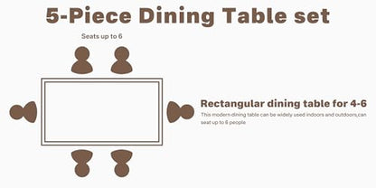 Dining Table Set for 4-6 People,Industrial Dining Table with 2 Benches and 2 Chairs,Kitchen Table Set with Storage Rack for Dining Room,Saving Space,Rustic Brown