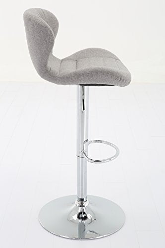 Fabric Adjustable Bar Stools, Swivel Airlift Barstools with Back, Upholstered Armless Counter Height Chairs for Kitchen Dining Pub Cafe Set of 2 (Grey)