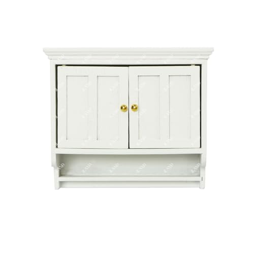Dollhouse Furniture on 1/12 Scale, Dollhouse Kitchen Cabinet Miniature Shelf in Modern Country Style White