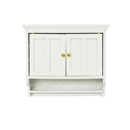 Dollhouse Furniture on 1/12 Scale, Dollhouse Kitchen Cabinet Miniature Shelf in Modern Country Style White