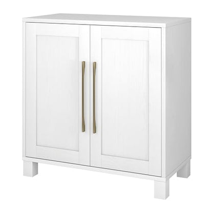 28" Wooden Accent Cabinet, Modern Sideboard Buffet Cabinet with 2 Doors and an Adjustable Shelf for Living Room, Dining Room, Bedroom or Entryway, Cloud White