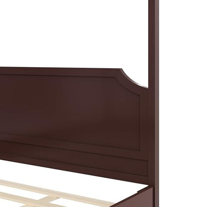 Modern Wooden Canopy Bed Frame with Headboard, view 8