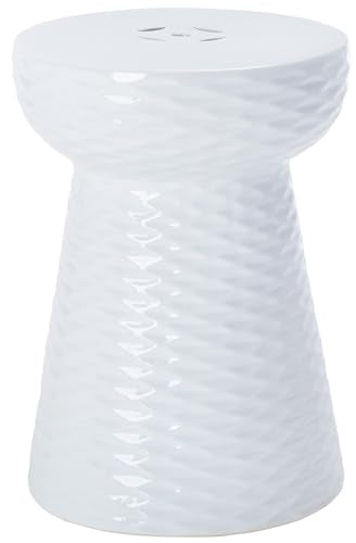 SAFAVIEH Furniture - Daphne Decorative Garden Stool - White - Ceramic - Artisan Hand-Painted Design - Ideal for Living Room, Patio, Garden - Fully Assembled (ACS4523A)