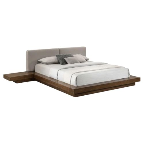 Acacia Wood Queen Bed Frame with Walnut Finish, view 6