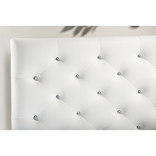Viviana Modern & Contemporary Faux Leather Upholstered Button Tufted Headboard, Queen, White