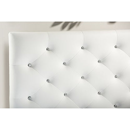 Viviana Modern & Contemporary Faux Leather Upholstered Button Tufted Headboard, Queen, White
