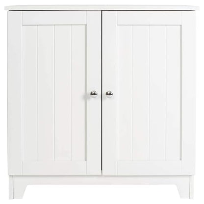 Redmon Double Door Freestanding Floor Cabinet, Modern Wooden Furniture, White