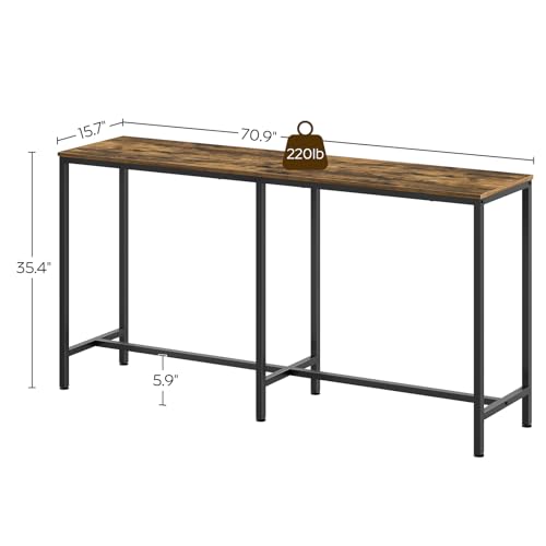 70.8" Long Bar Table, Counter Bar Height Table, High Top Table, Rectangular Hightop Bar Pub, for Kitchen, Living Room, Entryway, Rustic Brown and Black BT08BR