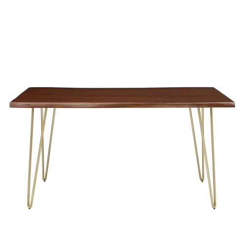 Henley Dining Table 60 Inch Live Edge Acacia Wood Gold Walnut Finish Modern Kitchen Room Entertaining Home Furniture Quality Stylish Elegant Durable Refined Versatile