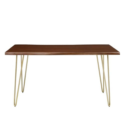 Henley Dining Table 60 Inch Live Edge Acacia Wood Gold Walnut Finish Modern Kitchen Room Entertaining Home Furniture Quality Stylish Elegant Durable Refined Versatile
