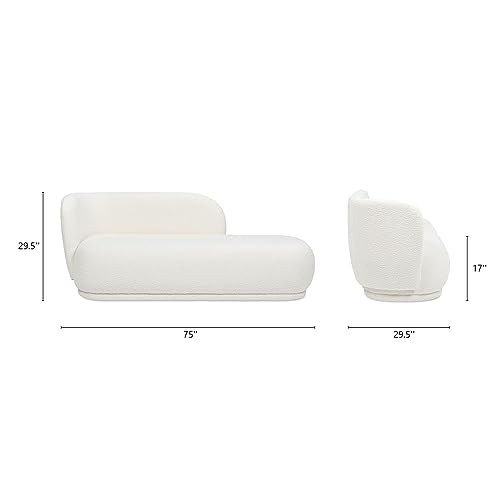 Jennifer Taylor Home Aire 75" RAF Modern Rounded Chaise Lounge Ivory White, view 4