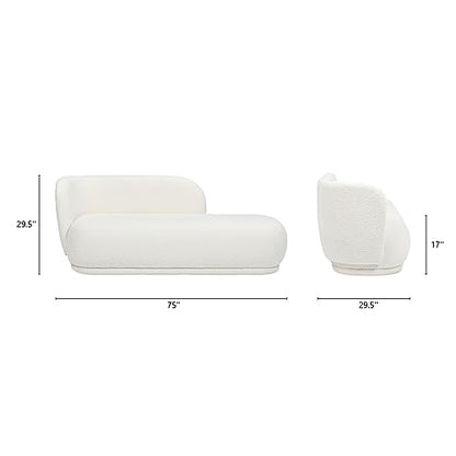 Jennifer Taylor Home Aire 75" RAF Modern Rounded Chaise Lounge Ivory White, view 4