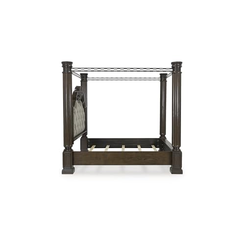 Dark Brown Maylee Queen Canopy Bed Frame, view 5