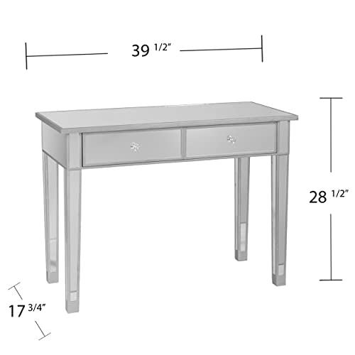SEI FURNITURE Mirrored 2 drawer media console table, Finish w, Silver