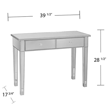 SEI FURNITURE Mirrored 2 drawer media console table, Finish w, Silver