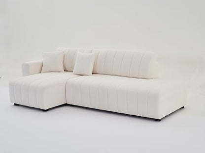Plush L Shaped Tufted Corner Sofa with Decorative Pillows
