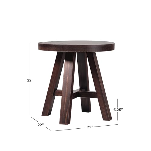 Colt Modern Farmhouse Solid Wood Round Side Table, 18 Inch, Espresso