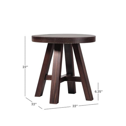Colt Modern Farmhouse Solid Wood Round Side Table, 18 Inch, Espresso