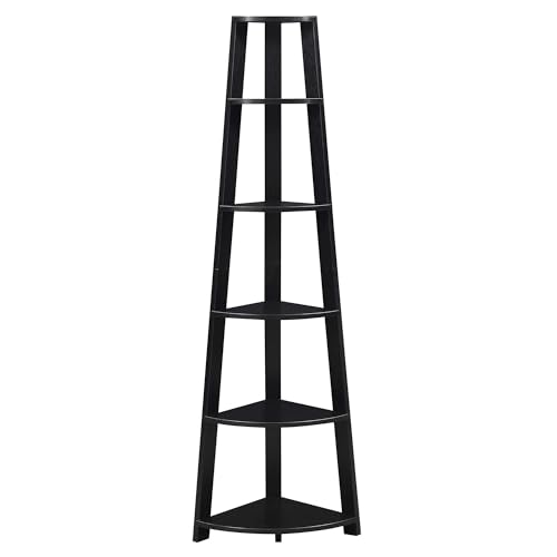 Newport 5 Tier Corner Bookcase, Black