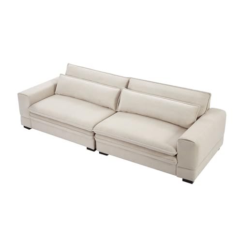 Mid-Century 104.72" Sofa Couch Modern Upholstered Couch for Living Room,Bedroom,Apartment,Office,Home,Beige