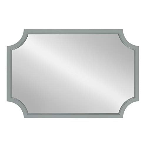 Hogan Wood Framed Mirror with Scallop Corners, 24x36 Inches, Gray