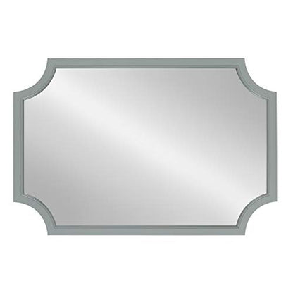 Hogan Wood Framed Mirror with Scallop Corners, 24x36 Inches, Gray