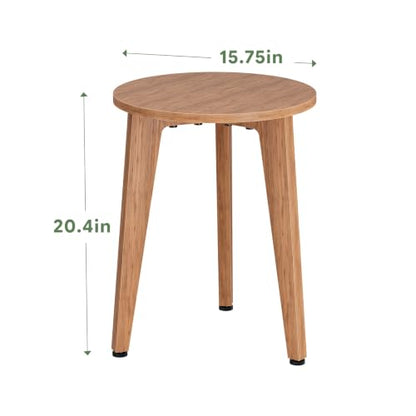 Side Table, Round End Table with Tapered Legs, Nightstand for Small Spaces, Living Room, Bedroom, Rustic Walnut