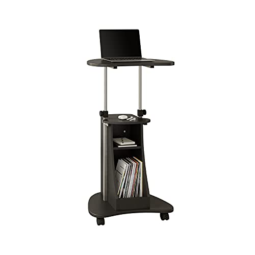 Adjustable Height Rolling Laptop Cart with Storage, Graphite, view 2
