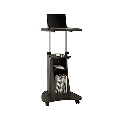 Adjustable Height Rolling Laptop Cart with Storage, Graphite, view 2