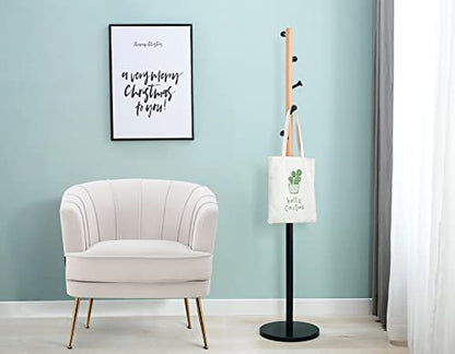 Modern Velvet Barrel Chair Accent Armchair with Golden Legs for Living Room Bedroom Home Office, Channel Tufted Back Club Chair, Beige White Cream