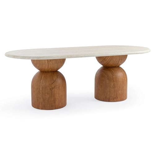 Long Dining Table in Brown,Travertine Ash Wood, view 2