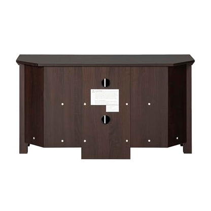Modern Farmhouse Wood Corner Universal TV Stand for TV's up to 50" Flat Screen Living Room Storage Entertainment Center, 44 Inch, Espresso Brown