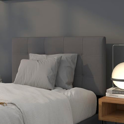 Quilted Tufted Upholstered Twin Size Headboard in Dark Gray Fabric