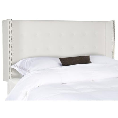 Safavieh Mercer Collection Keegan Velvet Tufted Winged Headboard, Queen, White