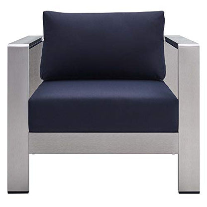 Shore Aluminum 4 Piece Outdoor Patio Furniture Set | Sturdy Anodized Frames | Sunbrella Cushions | Ideal for Casual Gatherings