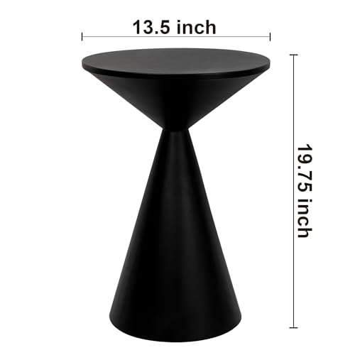 Small Drink Table, Round Martini Table, Drum End Table Side Table, Metal Accent Table,for Small Space Living Room, Bedroom, Black