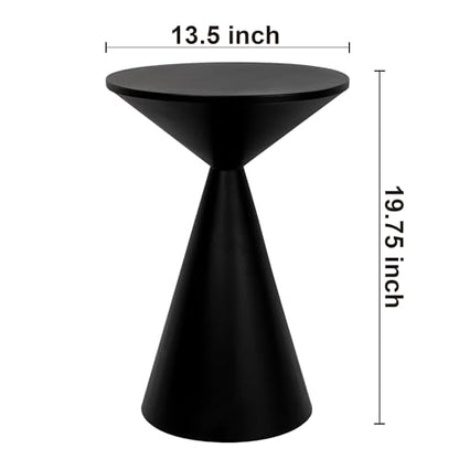 Small Drink Table, Round Martini Table, Drum End Table Side Table, Metal Accent Table,for Small Space Living Room, Bedroom, Black