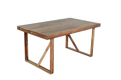 RUNNA 6 Piece Patio Dining Set, Acacia Wood, Indoor and Outdoor Furniture Sets for Backyard, Porch, Lawn, and Garden (Natural Wood@096)